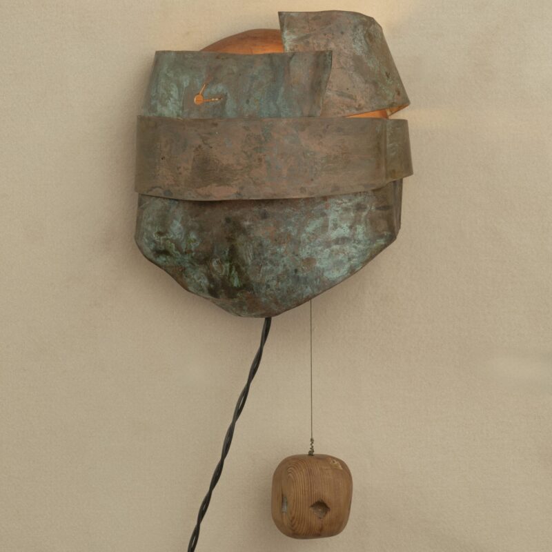 Brass and Wood Sconce